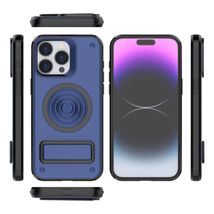For iPhone 14 Pro Max Case Kickstand PC+TPU Magnetic Phone Cover