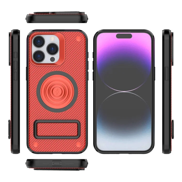 For iPhone 14 Pro Max Case Kickstand PC+TPU Magnetic Phone Cover