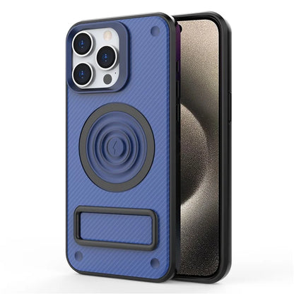For iPhone 15 Pro Max Kickstand Case PC+TPU Phone Cover Compatible with MagSafe