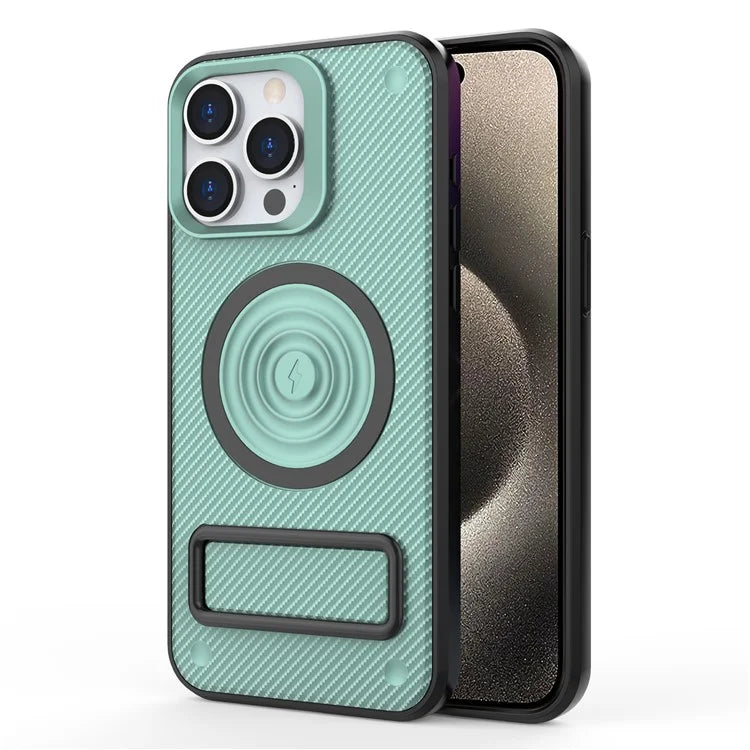 For iPhone 15 Pro Max Kickstand Case PC+TPU Phone Cover Compatible with MagSafe