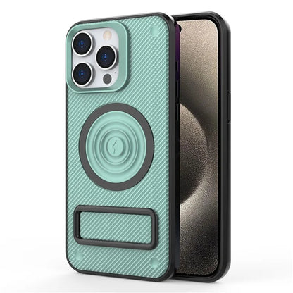 For iPhone 15 Pro Max Kickstand Case PC+TPU Phone Cover Compatible with MagSafe
