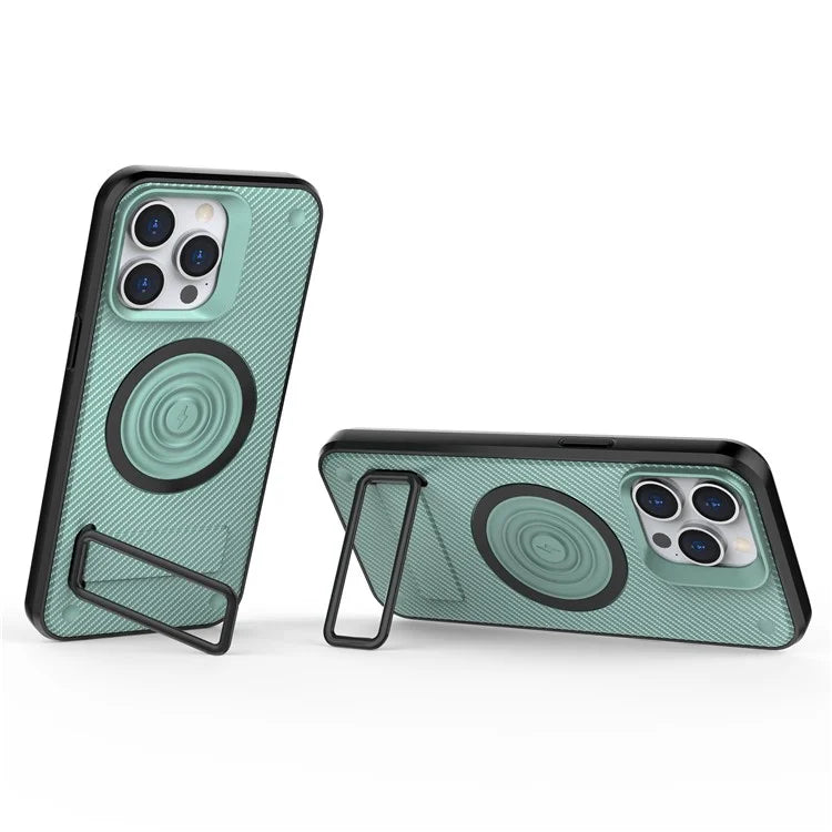 For iPhone 15 Pro Max Kickstand Case PC+TPU Phone Cover Compatible with MagSafe
