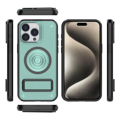 For iPhone 15 Pro Max Kickstand Case PC+TPU Phone Cover Compatible with MagSafe