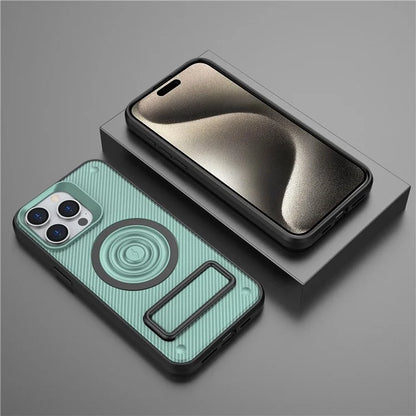 For iPhone 15 Pro Max Kickstand Case PC+TPU Phone Cover Compatible with MagSafe