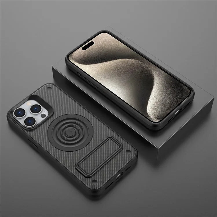 For iPhone 15 Pro Max Kickstand Case PC+TPU Phone Cover Compatible with MagSafe