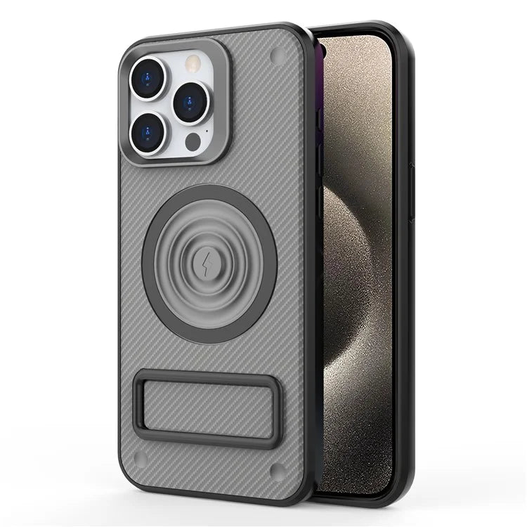 For iPhone 15 Pro Max Kickstand Case PC+TPU Phone Cover Compatible with MagSafe