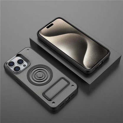 For iPhone 15 Pro Max Kickstand Case PC+TPU Phone Cover Compatible with MagSafe