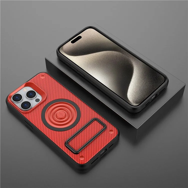 For iPhone 15 Pro Max Kickstand Case PC+TPU Phone Cover Compatible with MagSafe