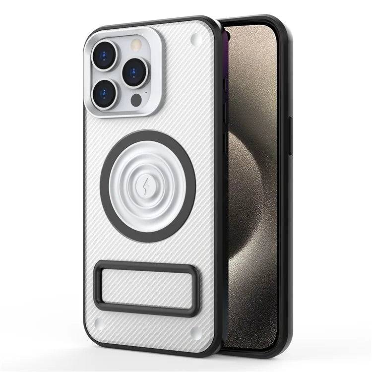 For iPhone 15 Pro Max Kickstand Case PC+TPU Phone Cover Compatible with MagSafe