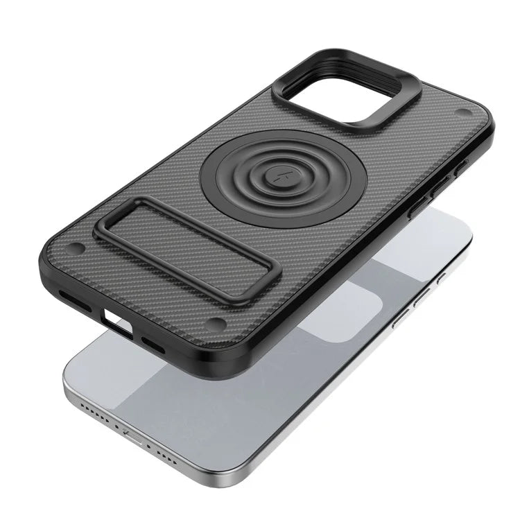 For iPhone 15 Pro Max Kickstand Case PC+TPU Phone Cover Compatible with MagSafe