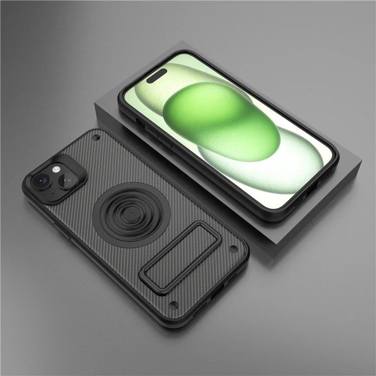 For iPhone 15 Phone Case Compatible with MagSafe Kickstand PC+TPU Cover