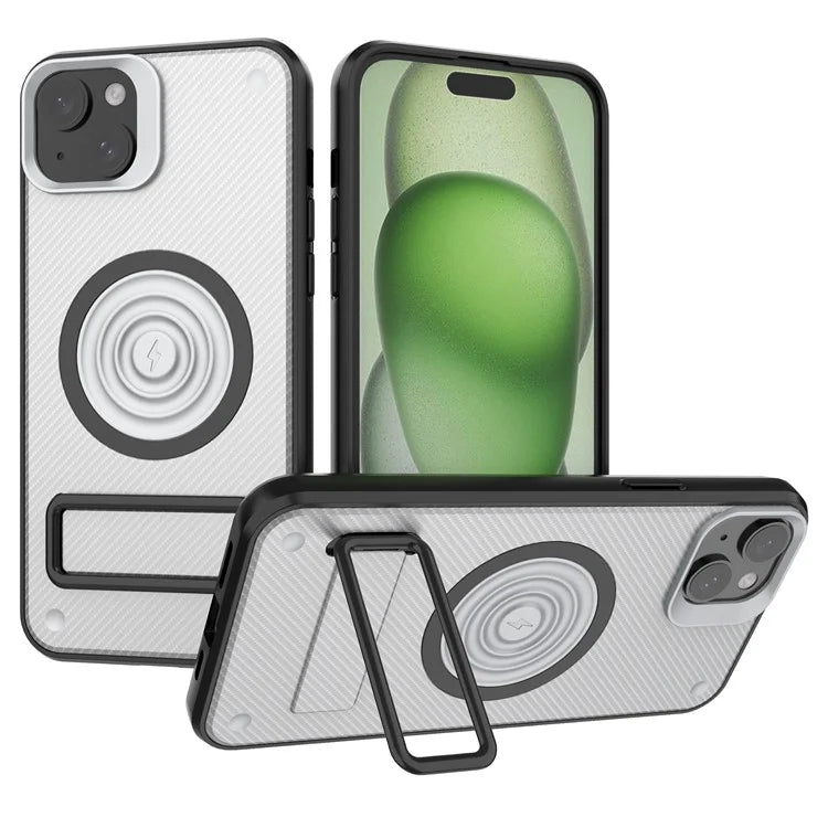 For iPhone 15 Phone Case Compatible with MagSafe Kickstand PC+TPU Cover