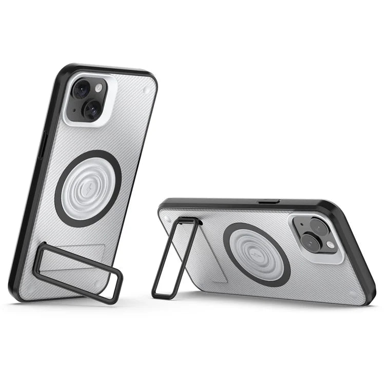 For iPhone 15 Phone Case Compatible with MagSafe Kickstand PC+TPU Cover