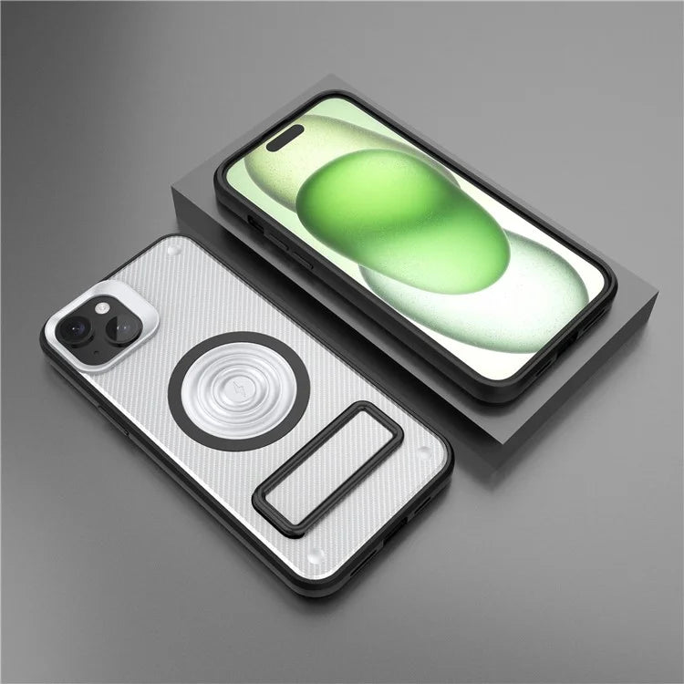 For iPhone 15 Phone Case Compatible with MagSafe Kickstand PC+TPU Cover