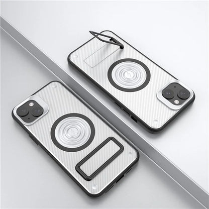 For iPhone 15 Phone Case Compatible with MagSafe Kickstand PC+TPU Cover