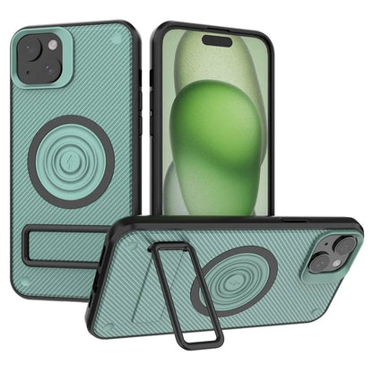 For iPhone 15 Phone Case Compatible with MagSafe Kickstand PC+TPU Cover