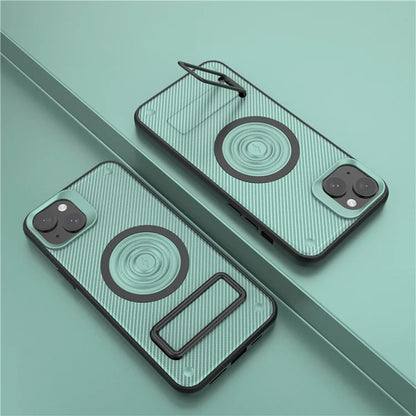 For iPhone 15 Phone Case Compatible with MagSafe Kickstand PC+TPU Cover