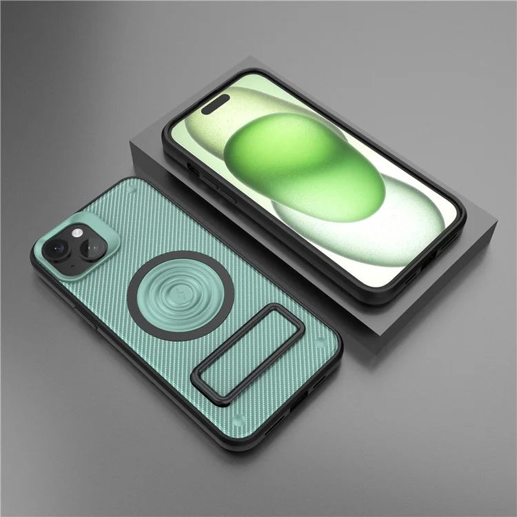 For iPhone 15 Phone Case Compatible with MagSafe Kickstand PC+TPU Cover