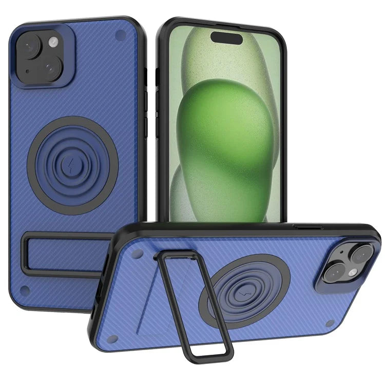 For iPhone 15 Phone Case Compatible with MagSafe Kickstand PC+TPU Cover