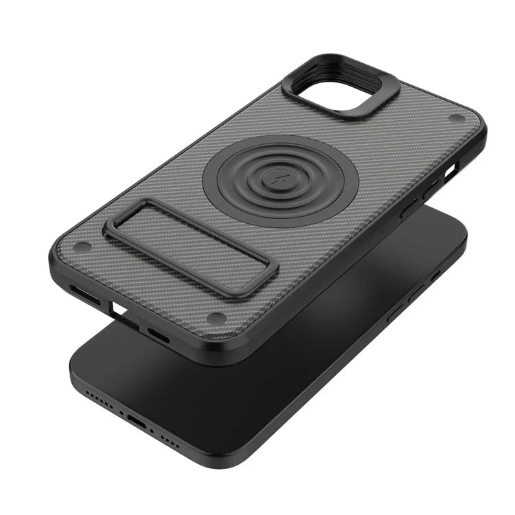 For iPhone 15 Phone Case Compatible with MagSafe Kickstand PC+TPU Cover
