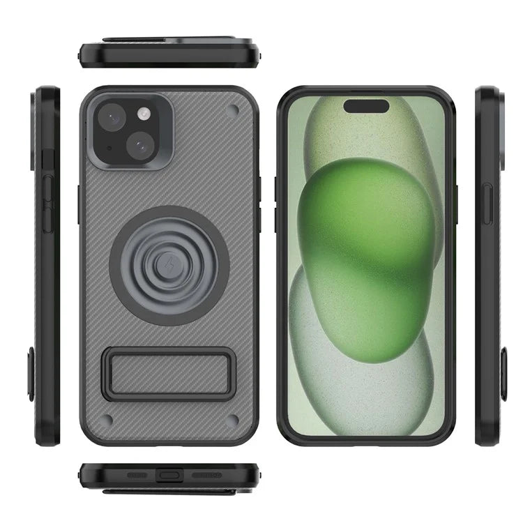 For iPhone 15 Phone Case Compatible with MagSafe Kickstand PC+TPU Cover