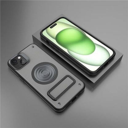 For iPhone 15 Phone Case Compatible with MagSafe Kickstand PC+TPU Cover