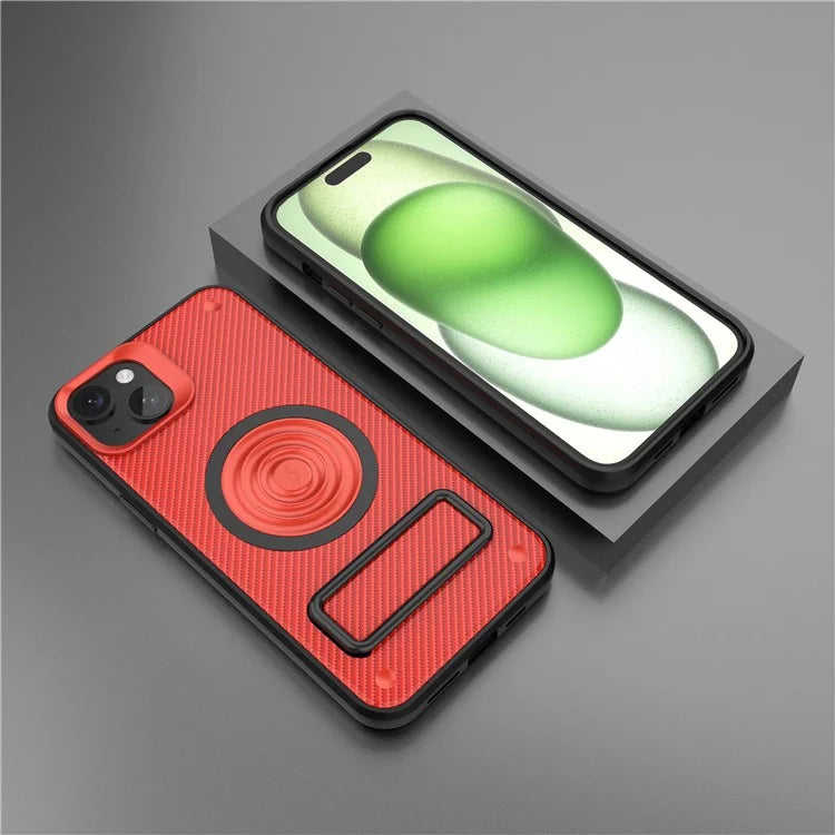 For iPhone 15 Phone Case Compatible with MagSafe Kickstand PC+TPU Cover
