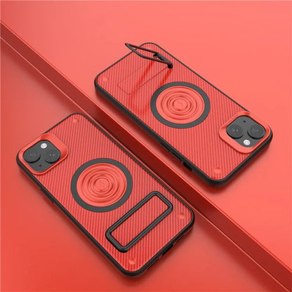 For iPhone 15 Phone Case Compatible with MagSafe Kickstand PC+TPU Cover