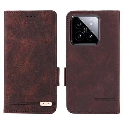 For Xiaomi 14 Case Wallet Hardware Decor PU Leather Scratch-resistant Phone Shell