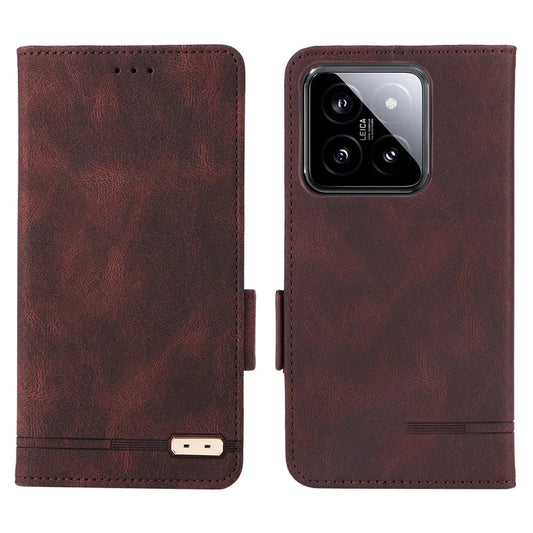 For Xiaomi 14 Case Wallet Hardware Decor PU Leather Scratch-resistant Phone Shell
