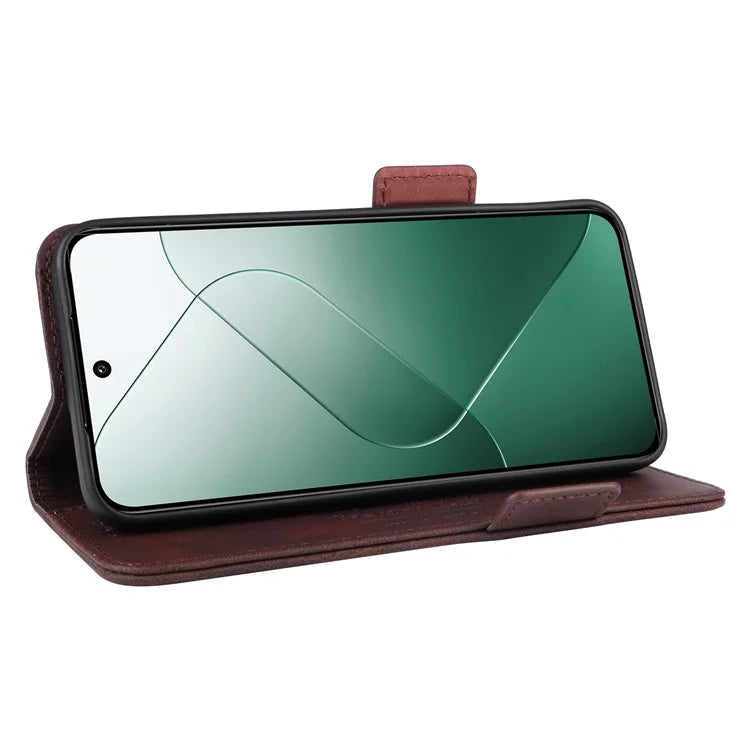 For Xiaomi 14 Case Wallet Hardware Decor PU Leather Scratch-resistant Phone Shell