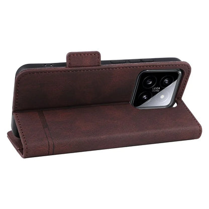 For Xiaomi 14 Case Wallet Hardware Decor PU Leather Scratch-resistant Phone Shell