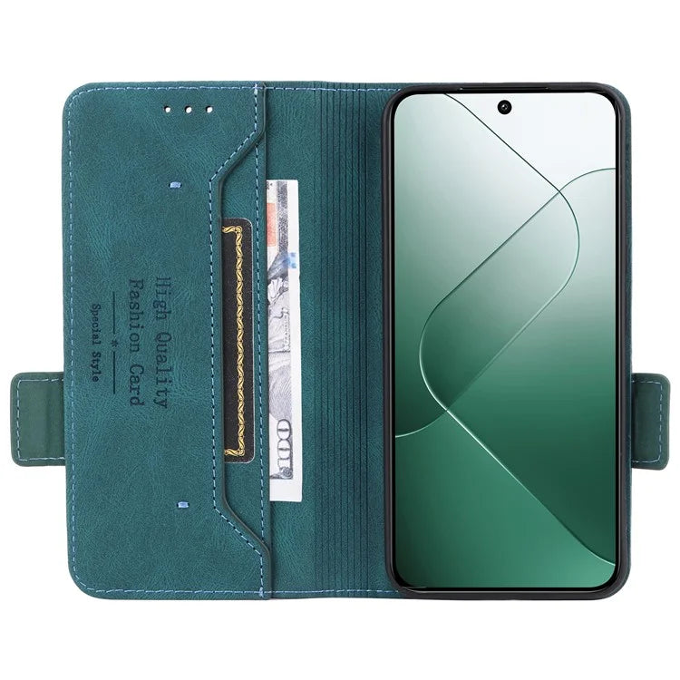 For Xiaomi 14 Case Wallet Hardware Decor PU Leather Scratch-resistant Phone Shell
