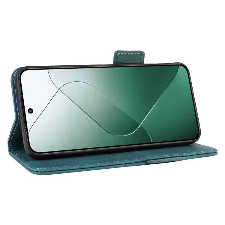 For Xiaomi 14 Case Wallet Hardware Decor PU Leather Scratch-resistant Phone Shell