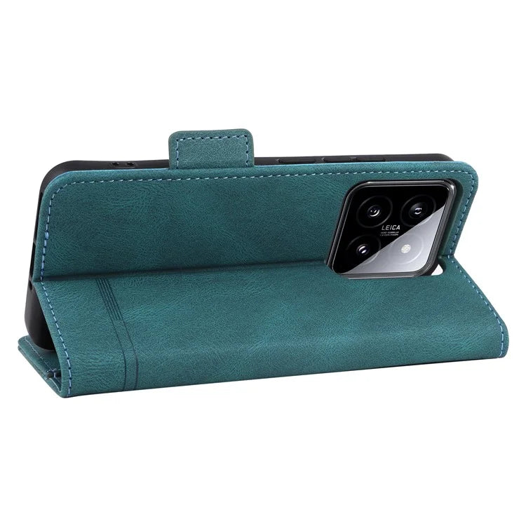 For Xiaomi 14 Case Wallet Hardware Decor PU Leather Scratch-resistant Phone Shell