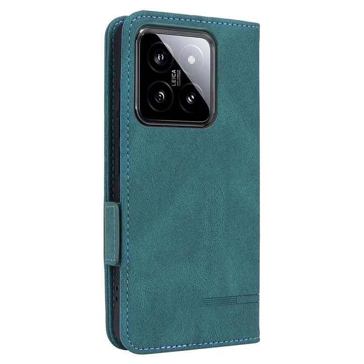 For Xiaomi 14 Case Wallet Hardware Decor PU Leather Scratch-resistant Phone Shell