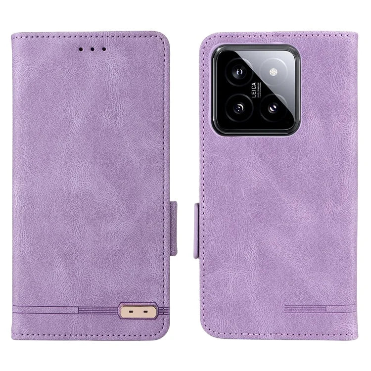 For Xiaomi 14 Case Wallet Hardware Decor PU Leather Scratch-resistant Phone Shell