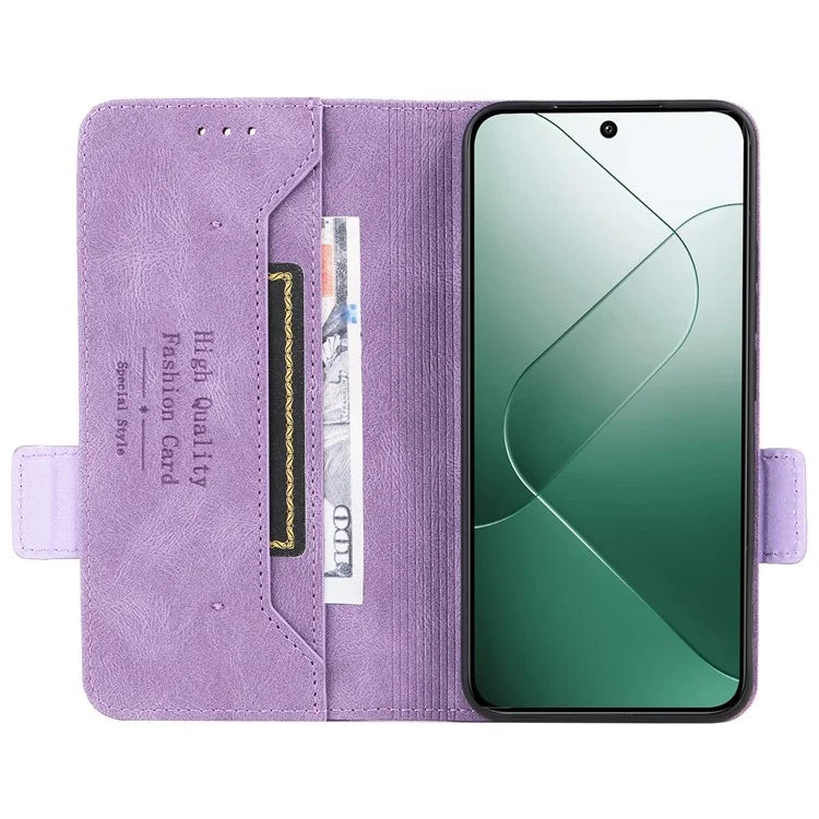 For Xiaomi 14 Case Wallet Hardware Decor PU Leather Scratch-resistant Phone Shell