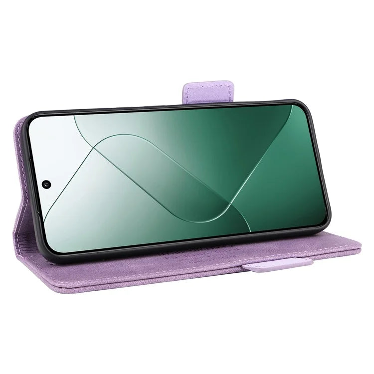 For Xiaomi 14 Case Wallet Hardware Decor PU Leather Scratch-resistant Phone Shell