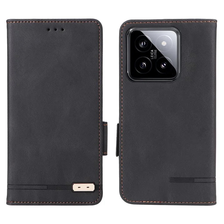 For Xiaomi 14 Case Wallet Hardware Decor PU Leather Scratch-resistant Phone Shell