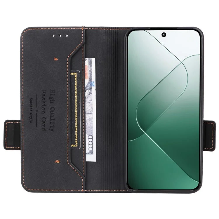 For Xiaomi 14 Case Wallet Hardware Decor PU Leather Scratch-resistant Phone Shell