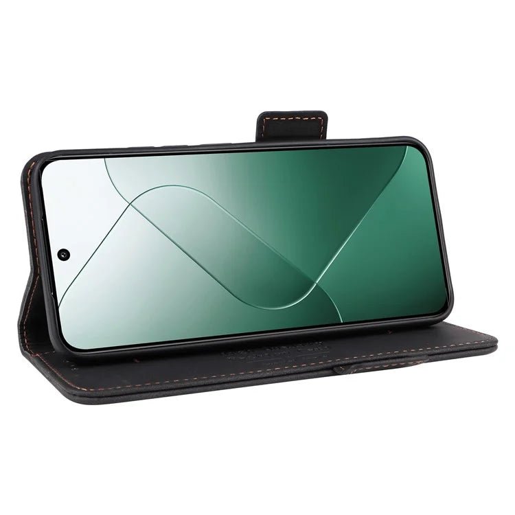 For Xiaomi 14 Case Wallet Hardware Decor PU Leather Scratch-resistant Phone Shell