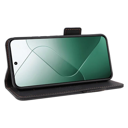 For Xiaomi 14 Case Wallet Hardware Decor PU Leather Scratch-resistant Phone Shell