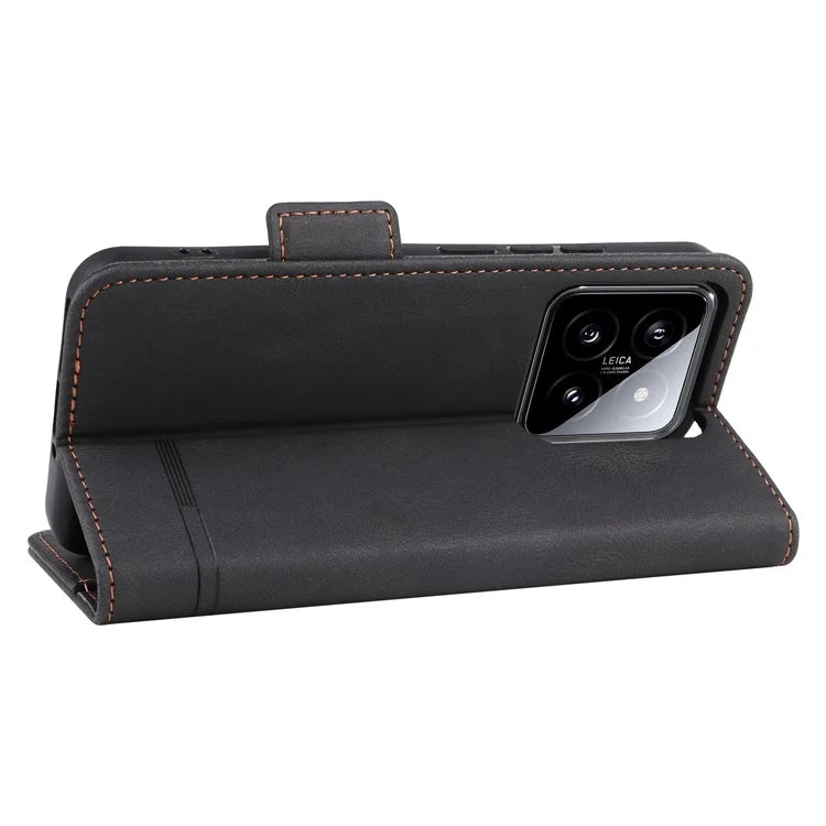 For Xiaomi 14 Case Wallet Hardware Decor PU Leather Scratch-resistant Phone Shell