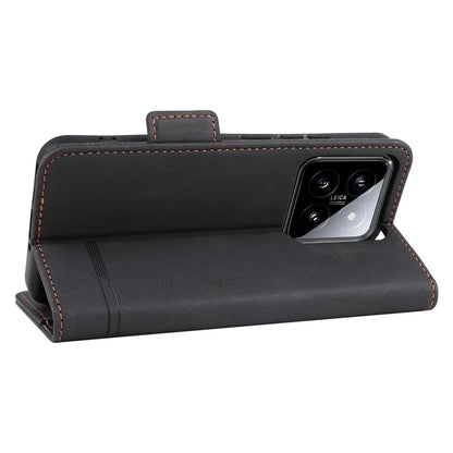For Xiaomi 14 Case Wallet Hardware Decor PU Leather Scratch-resistant Phone Shell