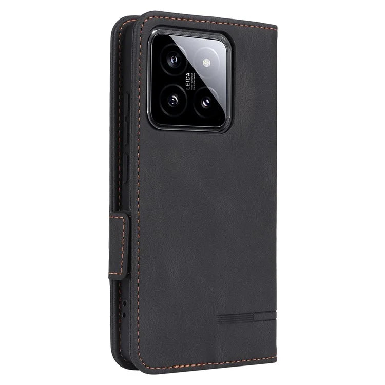 For Xiaomi 14 Case Wallet Hardware Decor PU Leather Scratch-resistant Phone Shell