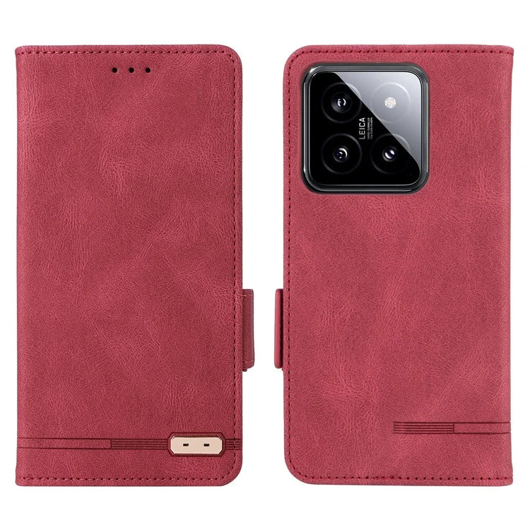 For Xiaomi 14 Case Wallet Hardware Decor PU Leather Scratch-resistant Phone Shell