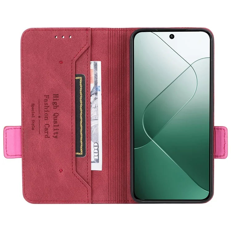 For Xiaomi 14 Case Wallet Hardware Decor PU Leather Scratch-resistant Phone Shell