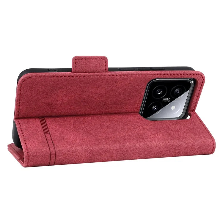 For Xiaomi 14 Case Wallet Hardware Decor PU Leather Scratch-resistant Phone Shell