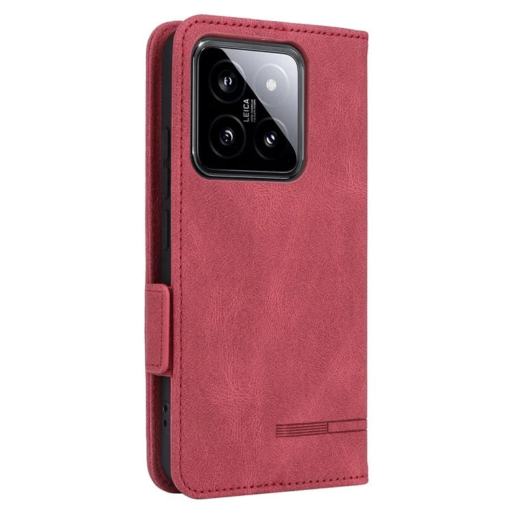 For Xiaomi 14 Case Wallet Hardware Decor PU Leather Scratch-resistant Phone Shell